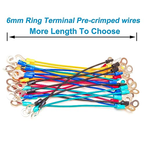 Terminal de anillo de 6 mm con cable multicolor M6 para proyectos de bricolaje casero de 18 AWG 5