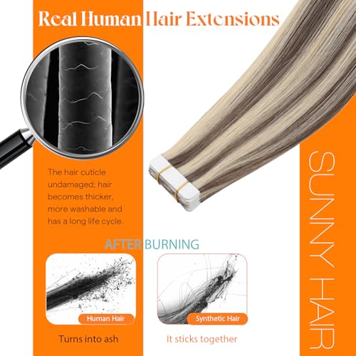 Image of Sunny Hair Tape in Hair Extensions 24Inch Long Brown with Blonde