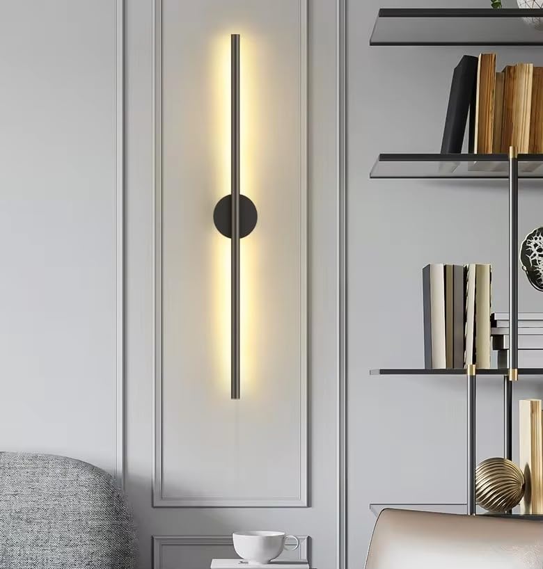Image of Modern 800mm LED Long Wall Light | Lighting Lamp for Bedroom, Living Room, Designer Home Decorative Modern Wall lamp - Warm White, Natural White, Cold White (Black) (Pack of 1)