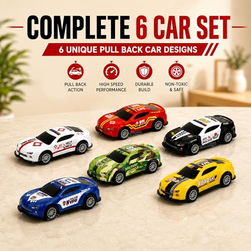 Image of Zest 4 Toyz Mini Metal Die Cast Car Set of 6 | Pull Back Toy Vehicle Play Set High Speed Unbreakable | Small Racing Car | Exciting Playtime Adventures| Collectible Birthday Gift for Kids & Adults