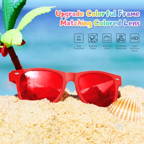 12 Pack Colorful Lens Neon Party Sunglasses Bulk Adults Unisex Fun Colored Glasses Set3