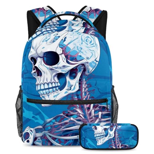 Cartables squelette bleu grand volume pour les cours et les voyages