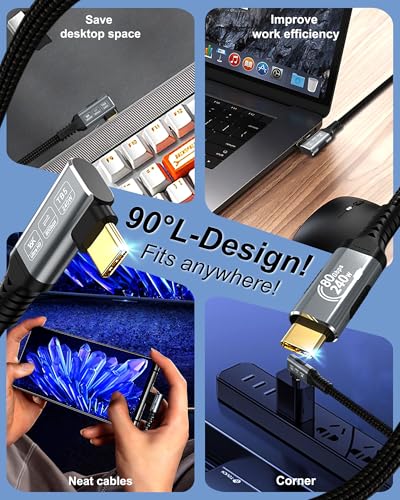 80Gbps Right Angle USB 4 Cable for Thunderbolt 5 Cable 1.6FT - image 5
