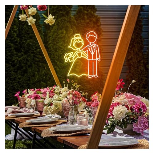 Lampe néon lumineuse Mariée et Marié pour illuminer un mur sombre