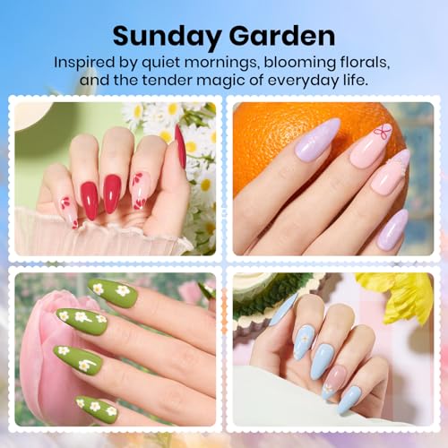 Image of Beetles 64Pcs Gel Nail Kit with U V Light and Nail Tips -25 Color HEMA-FREE Gel Polish Set Sunday Garden Pink Nude Blue Green Brown Nails Kit with Everything Salon Manicure Tool Gifts for Girls Women