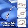 Jbniuay Cadeaux pour femme - Bracelet de cheville femme or rose - Bracelet de cheville pour femme 925 argent cœur infini zircon cheville longueur réglable 23 + 5, S925 #3
