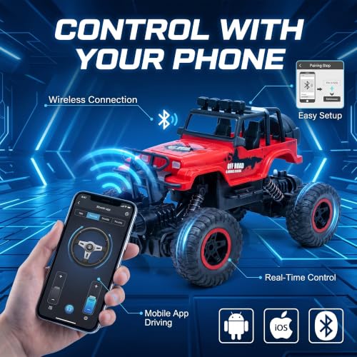Image of DV Big Size Rock Crawler Rc 4x4 Car Monster Truck Toy for Boys Girls Kids, Off-Road Vehicle with LED Headlights & Music, Dual Mist Fog Spray Function, Anti-Skid Rubber Tires, Birthday Gift 6121 Red