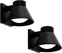 UME 2-Pack Black LED Outdoor Wall Sconces - Waterproof Anti-Rust Farmhouse Porch Lights for Patio, Garage, Doorway (ETL Certified)