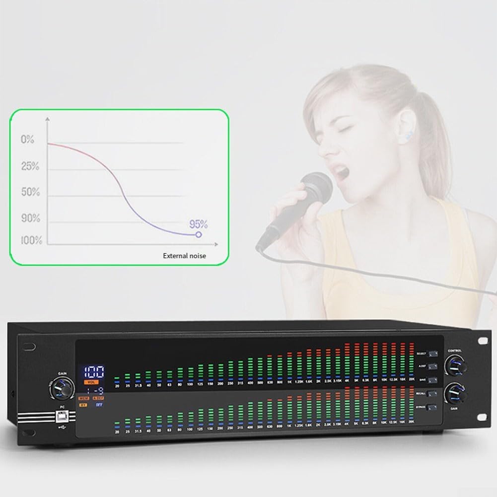 Equalizzatore a doppio canale, equalizzatore digitale a spettro EQ-323 Dual 31-Band grafico, per un'esperienza audio ad alta fedeltà