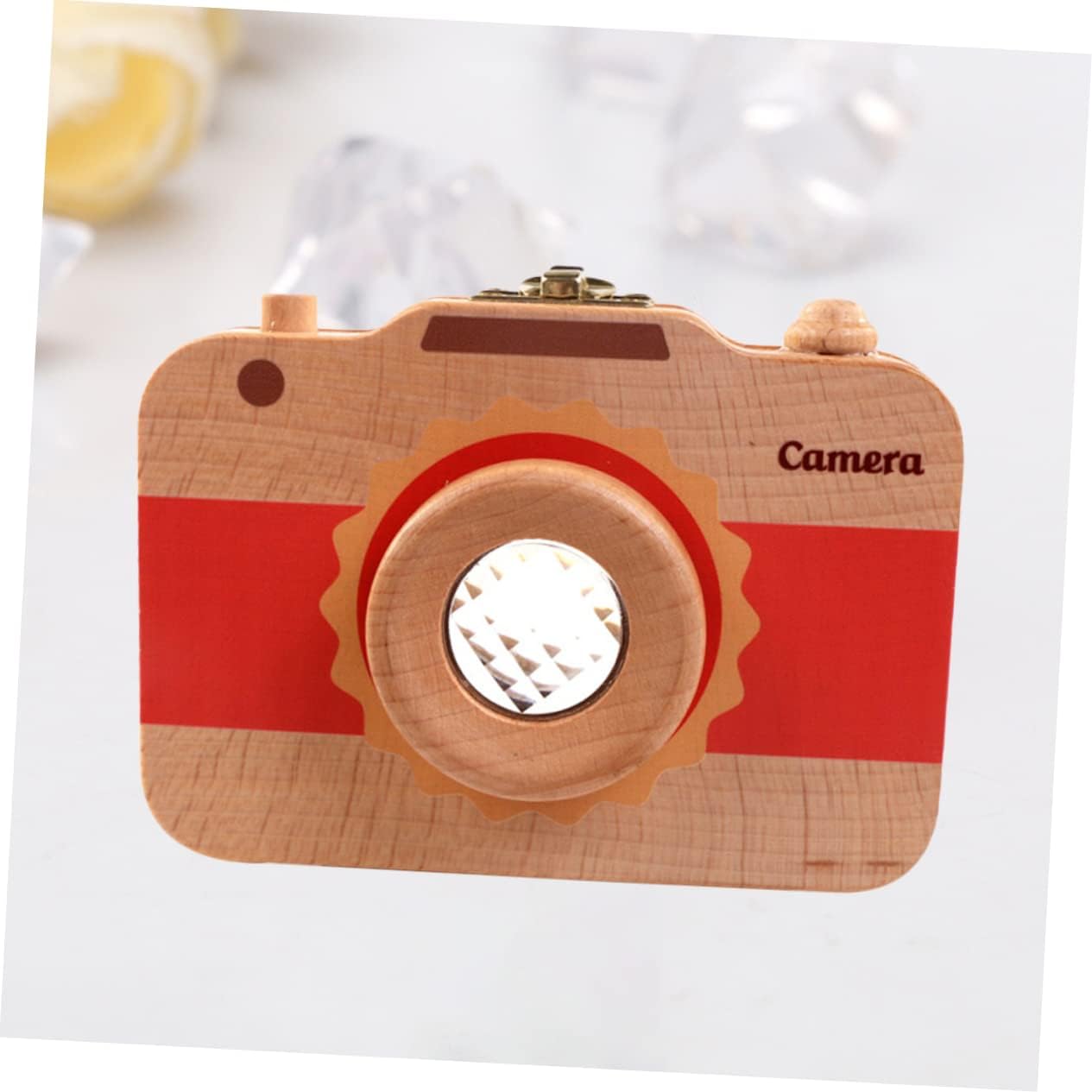 TOYANDONA Wooden Camera Tooth Box Creative Tooth Storage Case for Keepsakes Portable Design with Note Sticker for Home Use