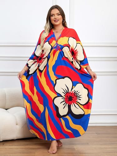 Image of Kaftan Dress for Women - Plus Size Caftan Maxi Beach Dress Moo Moos Loungewear, Swimsuit Cover Up for Beach, Pool or Vacation