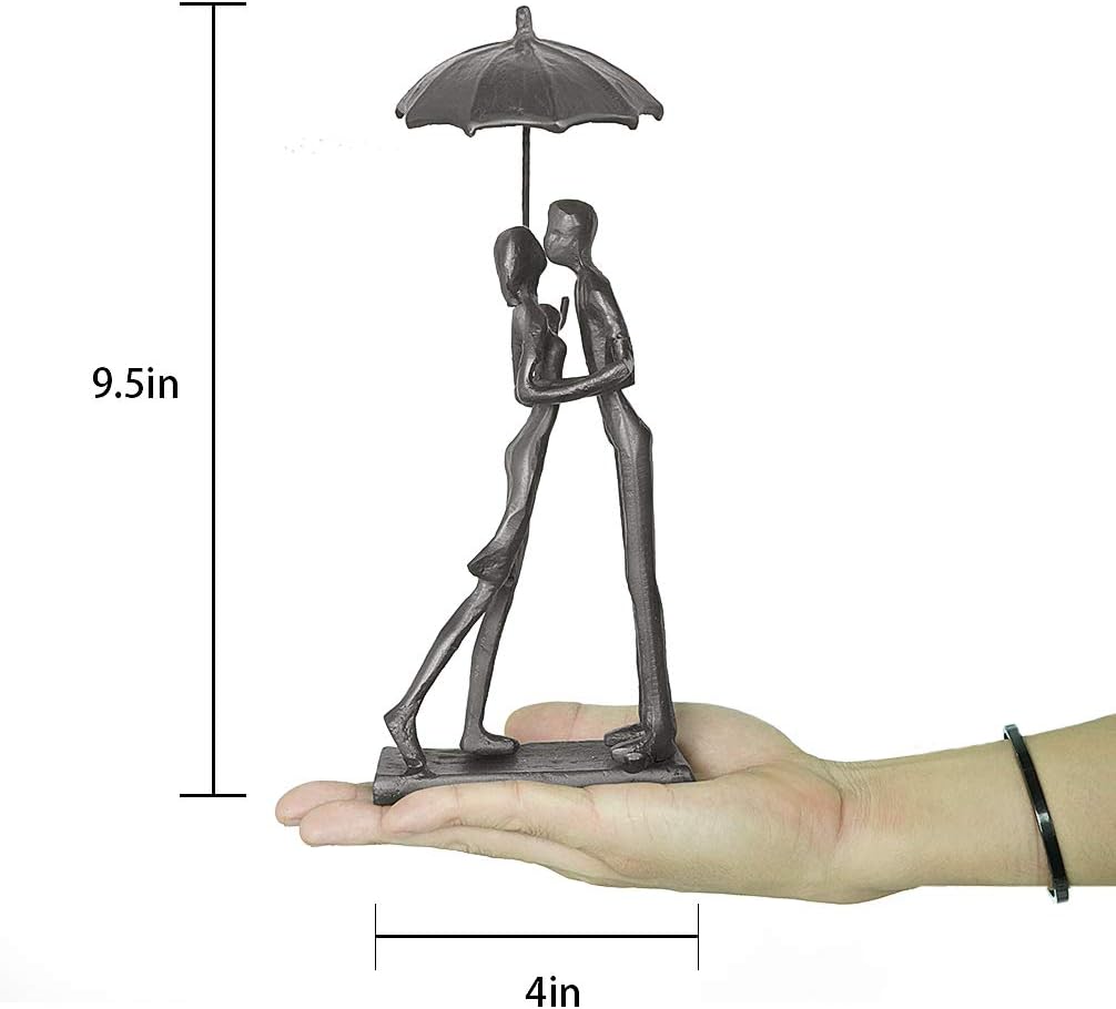 DreamsEden Cast Iron Modern Art Sculpture, Romantic Couple Statue Decoration Gifts for Valentines Anniversary Home Office Bookshelf Desktop Decor - Image 2