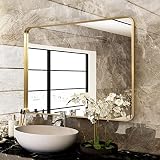 ITSRG Gold Mirror Bathroom Wall Mirror 24" x 36" Wall Mounted Mirror for Vanity, Decorative Rectangu