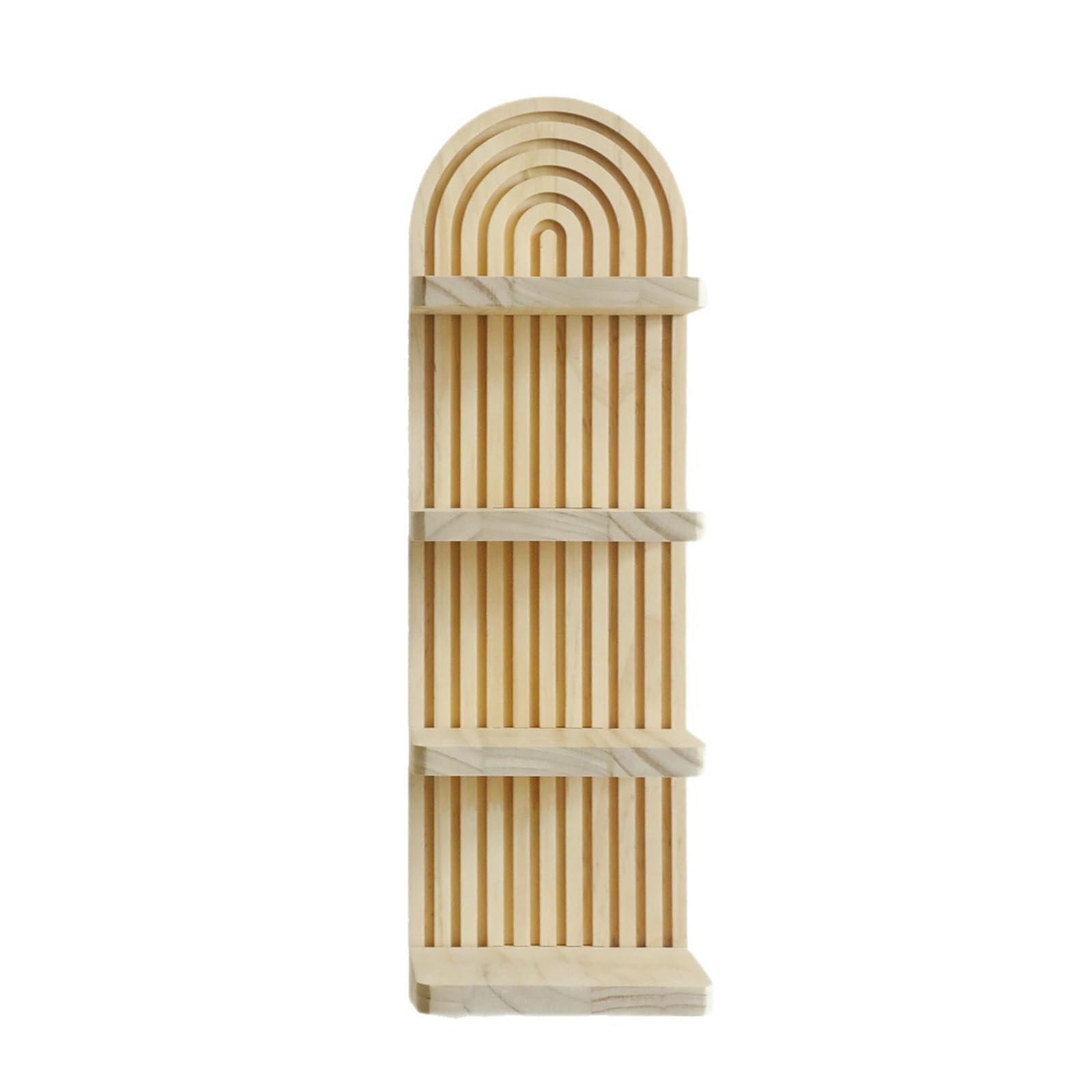 Qusinfc Easy Installion Wood Wall Shelf with 4 Decorative Layers Bohemians Home Storage Solution Vintage Storage Shelf Wall Display Rack