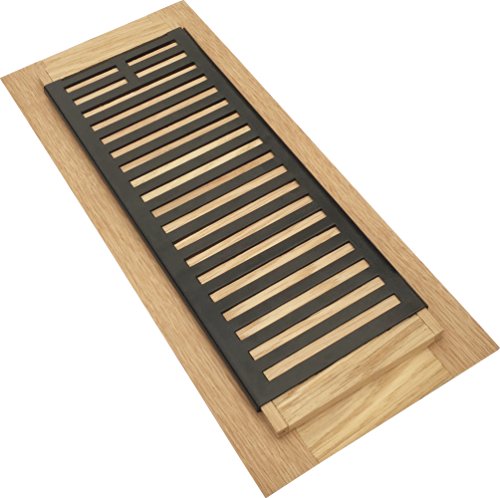 Homewell Red Oak Wood Floor Register, Drop in Vent with Damper, 4x12 Inch, Unfinished