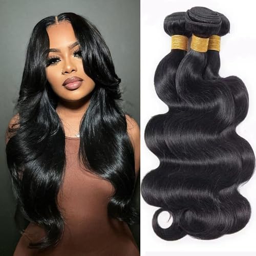 12A Bundles Human Hair Body Wave 16 18 20Inch Black Hair Extensions