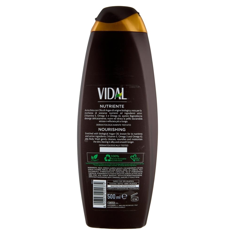 Vidal Bagnodoccia Gel de ducha con aceite de argán 500 ml + llavero Beni Culinari gratuito