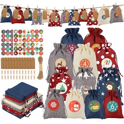 Gucass 24X Adventskalender zum Befüllen, 2025 Adventskalender Säckchen...
