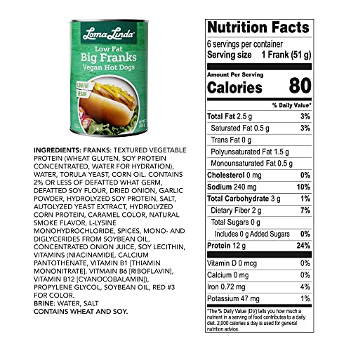 Loma Linda® Big Franks®, Low Fat (15 oz.), (12 Pack)