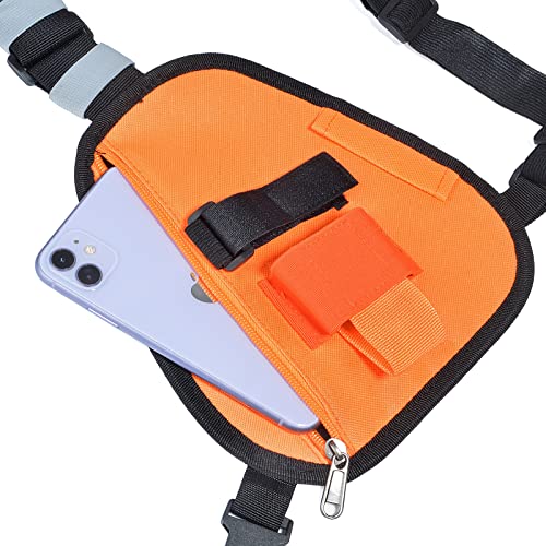 UAYESOK Two Way Radio Chest Pouch Holder Radio Chest Pack Shoulder Harness Holster Universal Vest Bag Case with Nylon Strap Belt for BAOFENG Motorola Midland Icom Cobra Walkie Talkie (Orange - Image 3