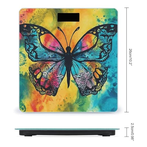 Báscula digital de baño Butterfly Tie Dye con vidrio templado miniatura 2