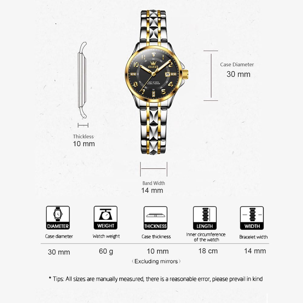 Orologio donna in acciaio inossidabile con quadrante piccolo | Quarzo analogico con finestra della data, impermeabile per uso quotidiano, stile elegante e minimalista, regalo per donna