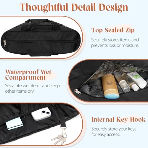 HUANLANG Large Beach Tote Bags for Women Men,Big Beach Bag with Zipper Wet Pocket,Extra Large Tote Bag for Travel Pool 6