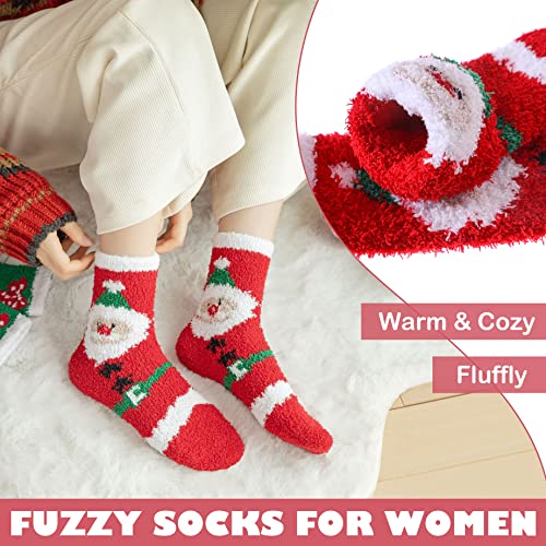 Image of LINEMIN Womens Fuzzy Socks Cozy Fluffy Winter Warm Slipper Socks Microfiber Soft Home Sleeping Socks