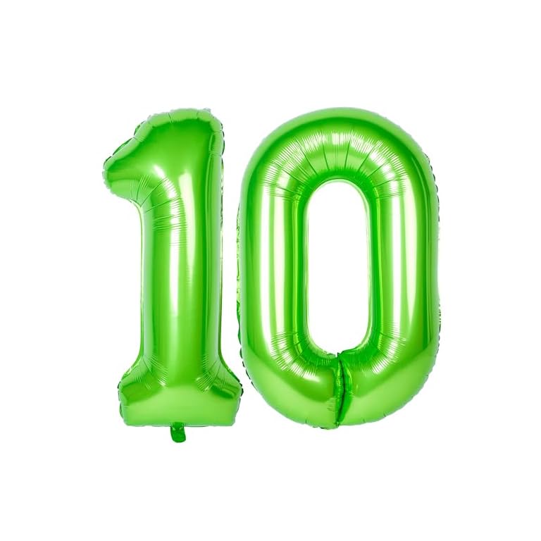 Green number 10 balloon 40 Inch helium balloon tin foil polyester film large digital 10st birthday party decoration supply holiday party anniversary commemorative supplies