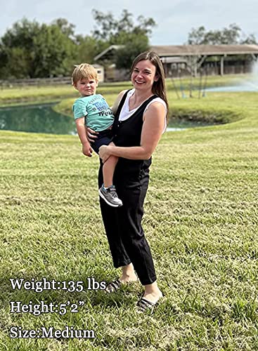 Happy Sailed Womens Casual Knit Tank Jumpsuits Front Button Long Pant Romper Loose Playsuits With Pockets Black Medium #TOP4