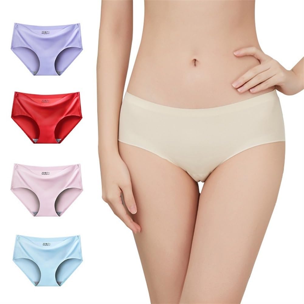 Conjunto de 8 bragas para mujer, ropa interior sin costuras, talla grande, ropa interior cómoda, lencería de satén de seda, ropa interior saludable (03, 8 unidades, XL)