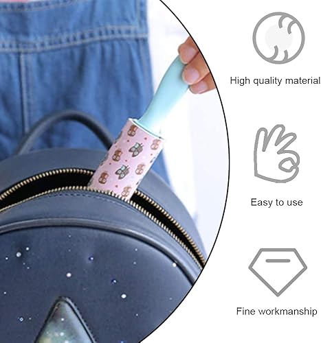 Miniatura 3 de Juego de 2 rodillos de 4 repuestos, mini rodillos portátiles para pelusas, rodillos de pelusa adhesivos desgarrables para pelo de mascotas, polvo,