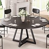 Jocoevol Runder Esstisch für 4-6 Personen, Küchentisch mit stabilem Metallgestell, platzsparender Esszimmertisch im Industrial Design (Schwarz, 130x130x76cm)
