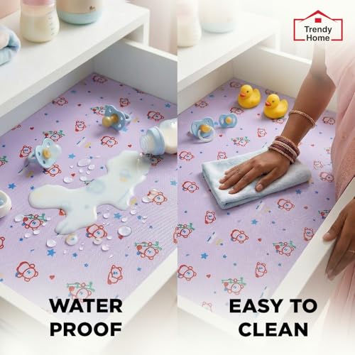 Image of Trendy Home Anti-Slip Mat 45 cm x 1 m for Drawers, Fridge & Shelf Liners | Printed Design, Non-Slip, Food Grade EVA, Washable Kitchen Mat, Pandro Love