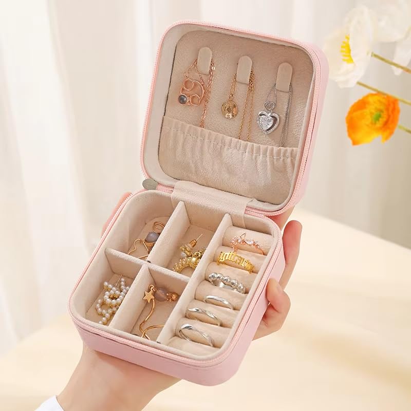 Image of PRIMIT Personalized Jewelry Box with Name & Birth Flower - Custom Travel Jewelry Organizer Case - Bridesmaid, Birthday, Christmas Gift for Women & Girls (Mint Box)