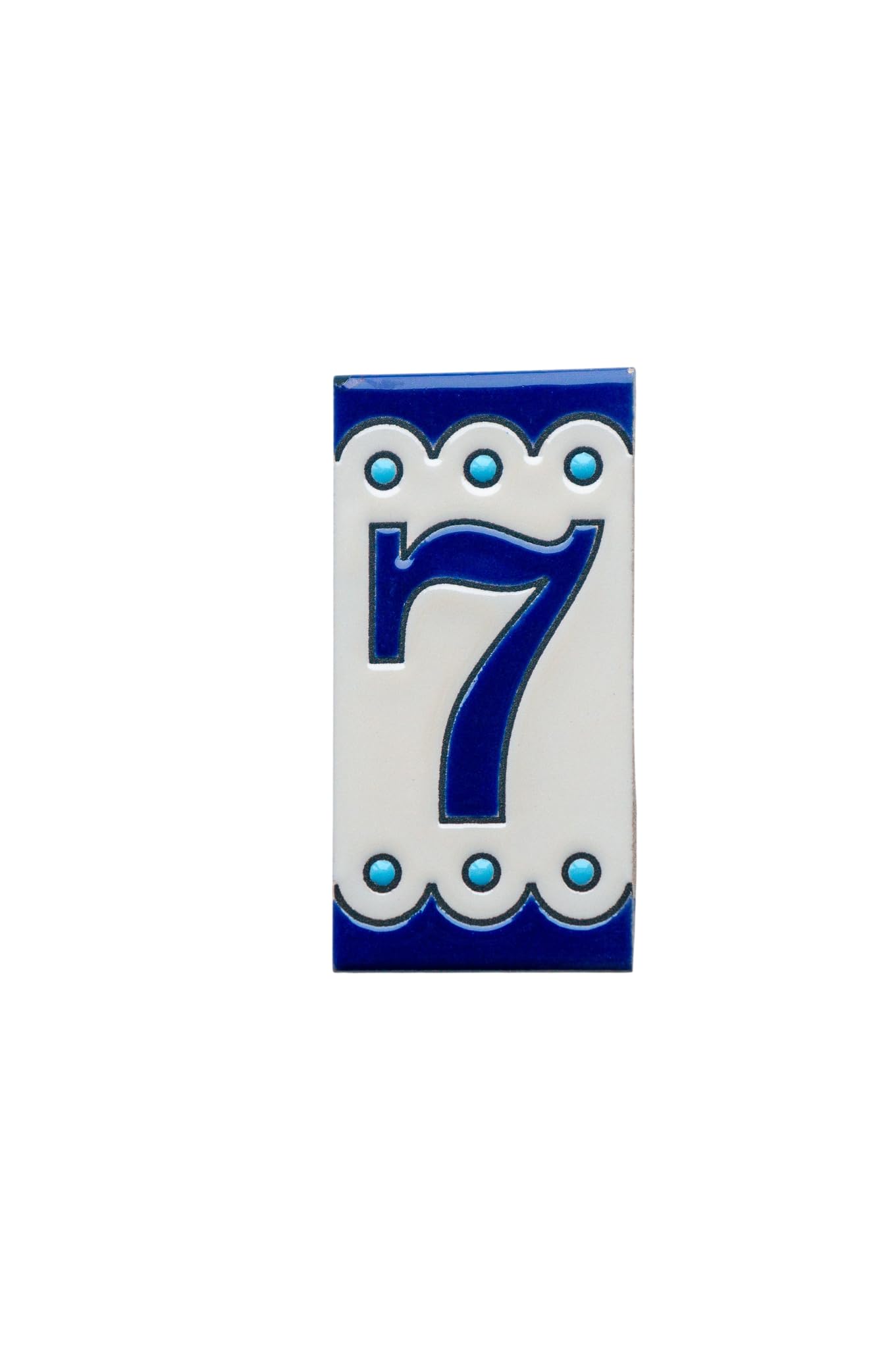 Desora Blue Ceramic House Number Tile Plaque & Frame โ 5.5cm x 11cm (2.17" x 4.33") 7
