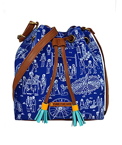 Funk For Hire Women Printed Canvas Drawstring Sling Bag Petrol Blue (B0949GY23C) Amazon Price History, Amazon Price Tracker