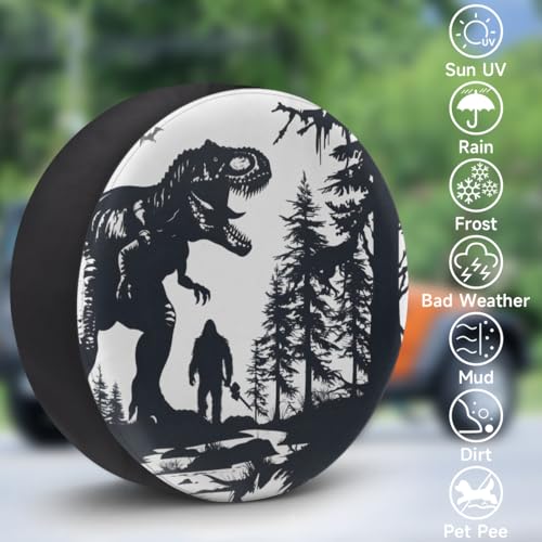 Image of Spare Tire Cover for RV Trailer, Dinosaur Bigfoot Tire Covers Universal Fit for Travel Trailer Camper Jeep RV SUV Truck Waterproof Wheel Cover (16 inch for Diameter 29 inch - 31 inch)