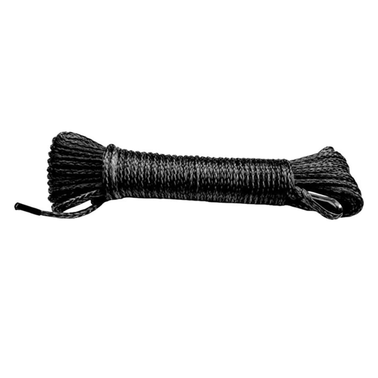 Winch Rope, 5MM*15M 4MM*15M ATV Winch Rope,Synthetic Rope,ATV Winch Accessories,Boat Winch Cable,Winch Rope(Black5mmx15m)