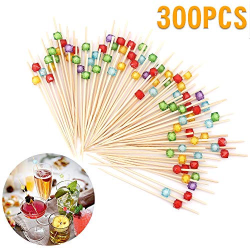 Bastoncini da cocktail Lifreer, 300 pezzi (3 confezioni), 12 cm, bastoncini da cocktail in bambù, per cocktail, barbecue, kebab, cocktail, feste, vassoio decorativo