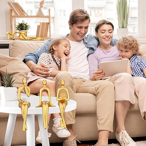 Set de 4 estatuas decorativas doradas para estantería miniatura 2