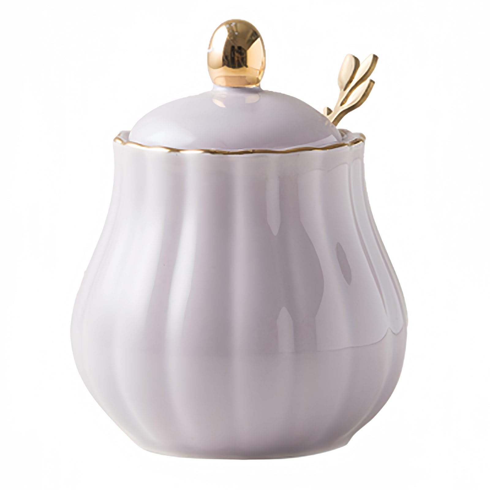 Dowbom White-B Sugar Bowl With Lid And Spoon, Sugar Storage Jar, Sugar Container Spice Jar, Sugar Salt Pot Seasoning Canister (,10 Oz), Db-Tg-001
