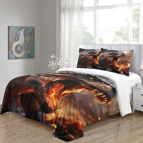 Parure de lit dinosaure 200x200 IOFEER housse de couette coton microfibre - 5