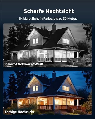 Bild 2 - Reolink 4K WLAN Überwachungskamera Set Aussen, 4X 8MP Wi-Fi 6 Kamera Aussen, 12CH WLAN NVR mit 2TB HDD, Vollmetallmaterial, Farbnachtsicht, Person/Fahrzeug/Tiererkennung, 2-Wege-Audio, RLK12-800WB4