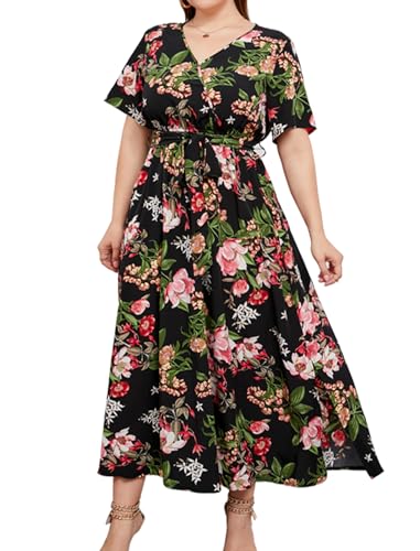 Robe longue fluide à fleurs avec col en V profond et coupe bohème vaporeuse