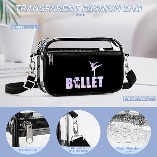 Ballerina Ballet Lover Women's Clear Crossbody Purse Bag Transparent Bags Pocket for Concerts Sports Festivals4