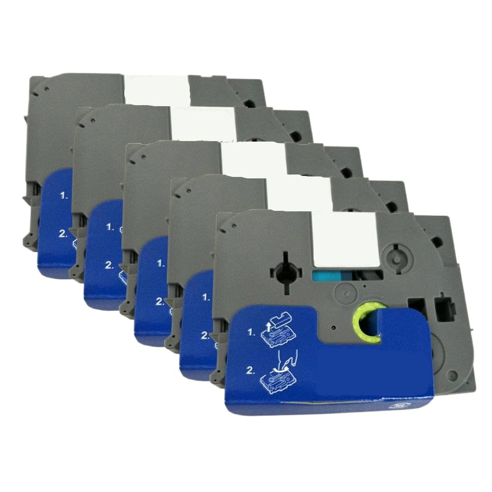 Cassetta nastro per etichette 12 mm 8 m nero su adesivo laminato standard trasparente Tze131 compatibile con