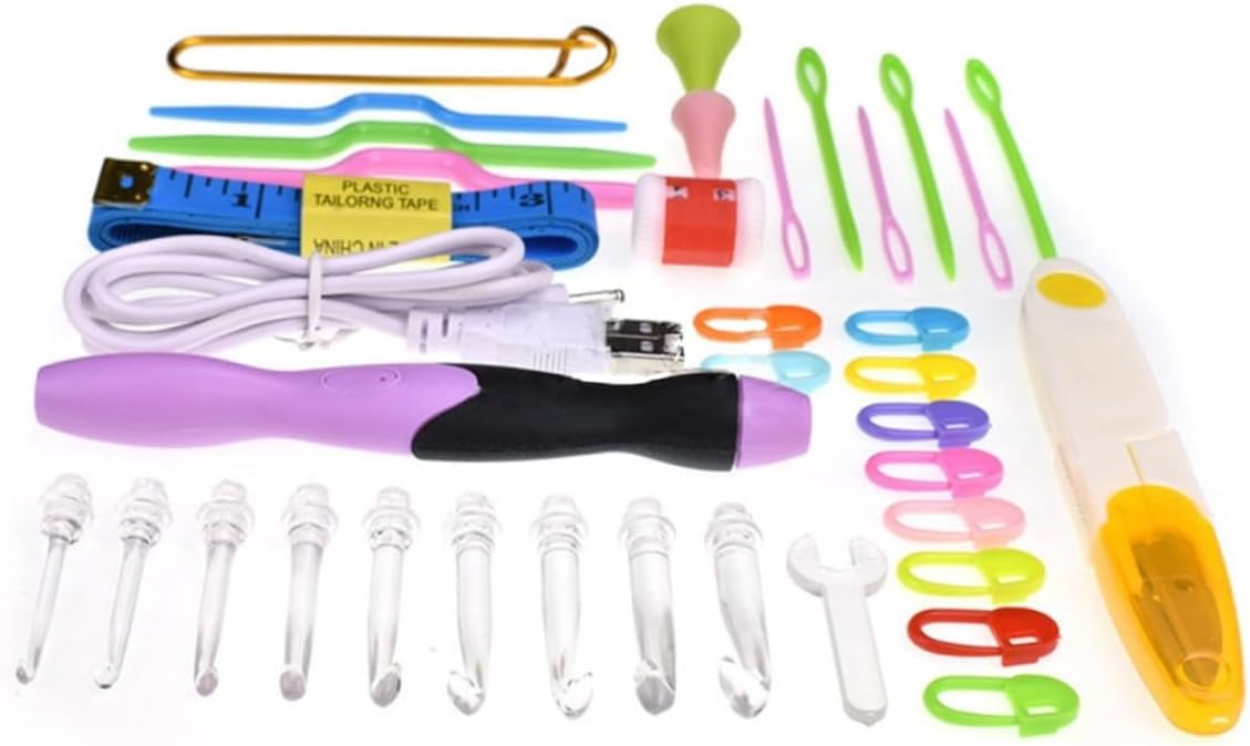 38Pcs Lighted Crochet Hooks Set with LED for DIY Weave Yarn
