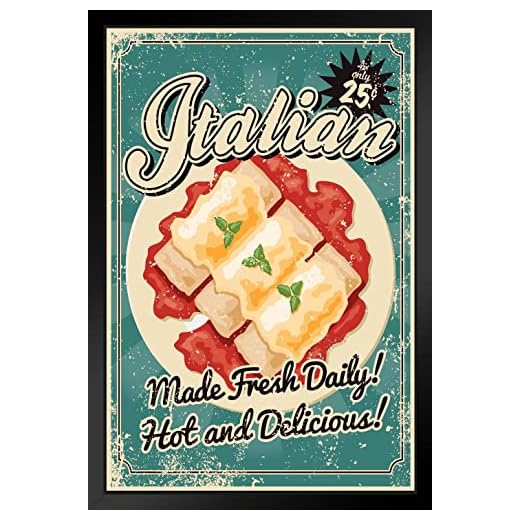 Italian Made Fresh Daily Vintage Art Print Black Wood Framed Poster 14x20