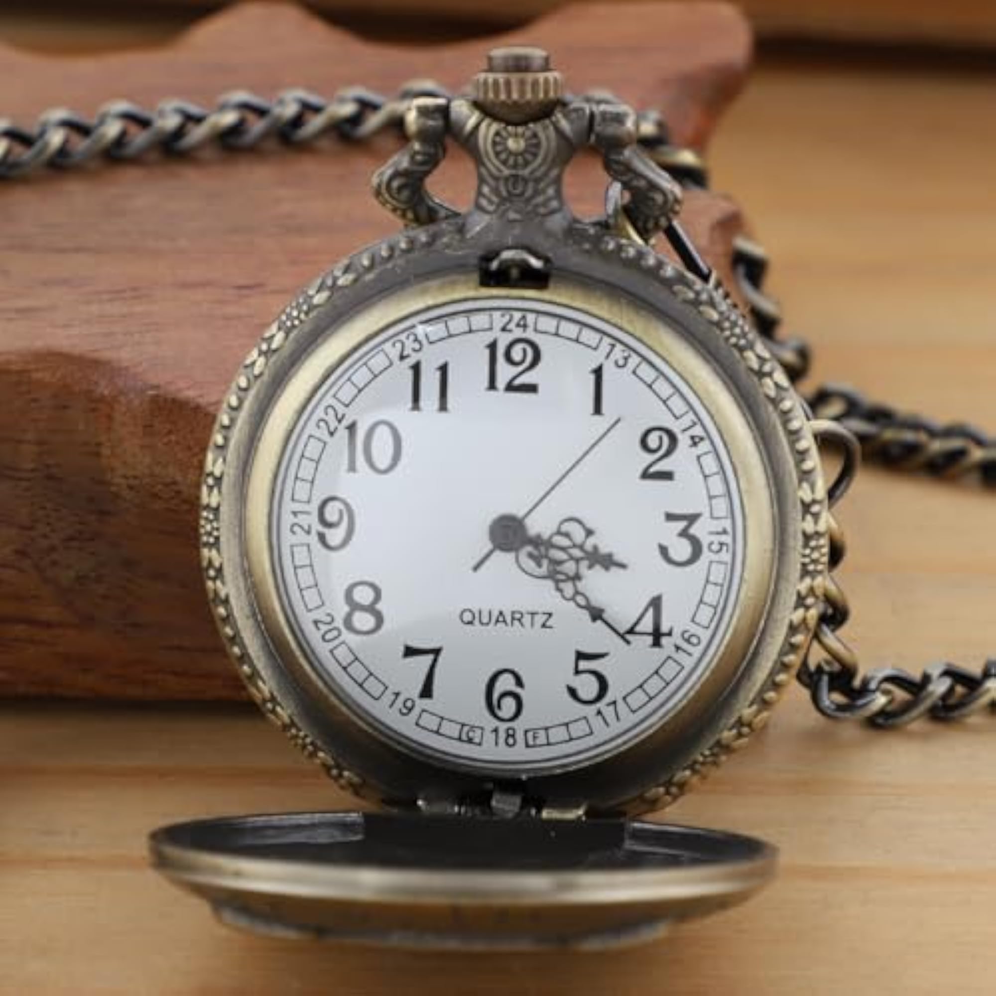 Bronze Solid Face Quartz Men's Pocket Watch